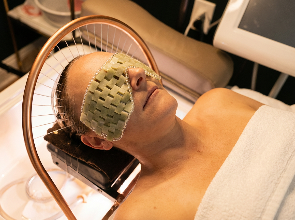 Jade stone eye therapy - luxury relaxing head spa treatment at Sinkor Beauty Salon Middletown DE