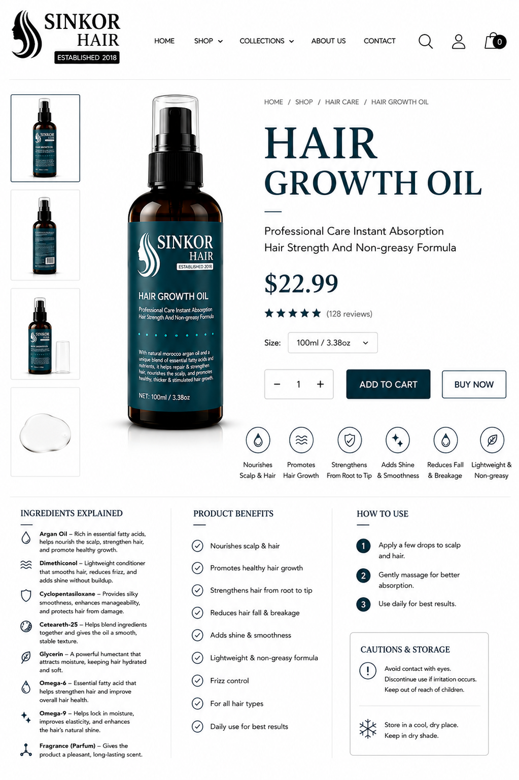 Sinkor Hair Growth Oil — argan oil formula