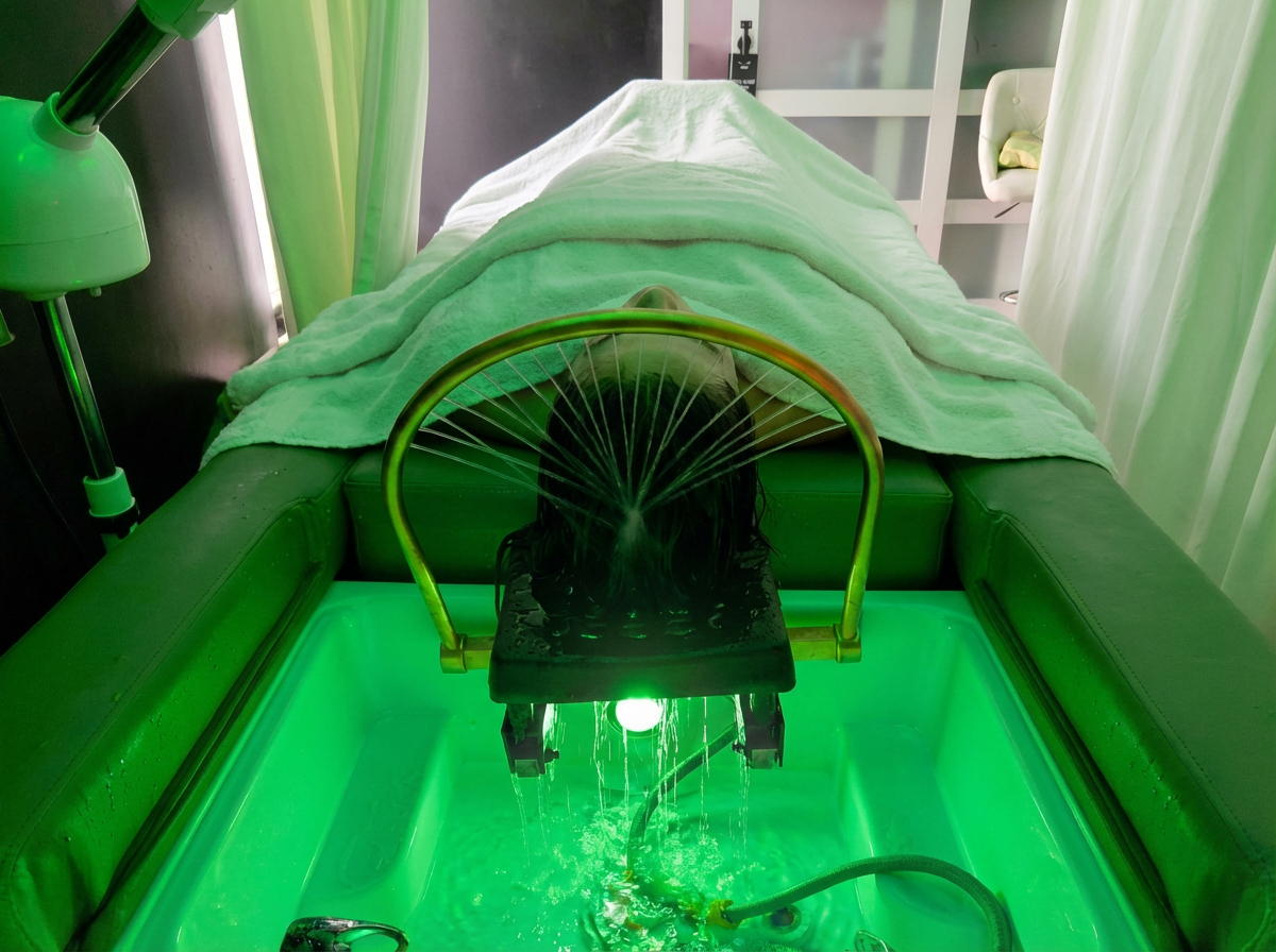 Green light scalp hydrotherapy treatment - Japanese head spa in Middletown, DE at Sinkor Beauty Salon