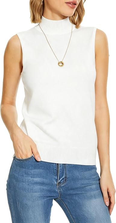 Sleeveless Turtleneck Top - Ivory