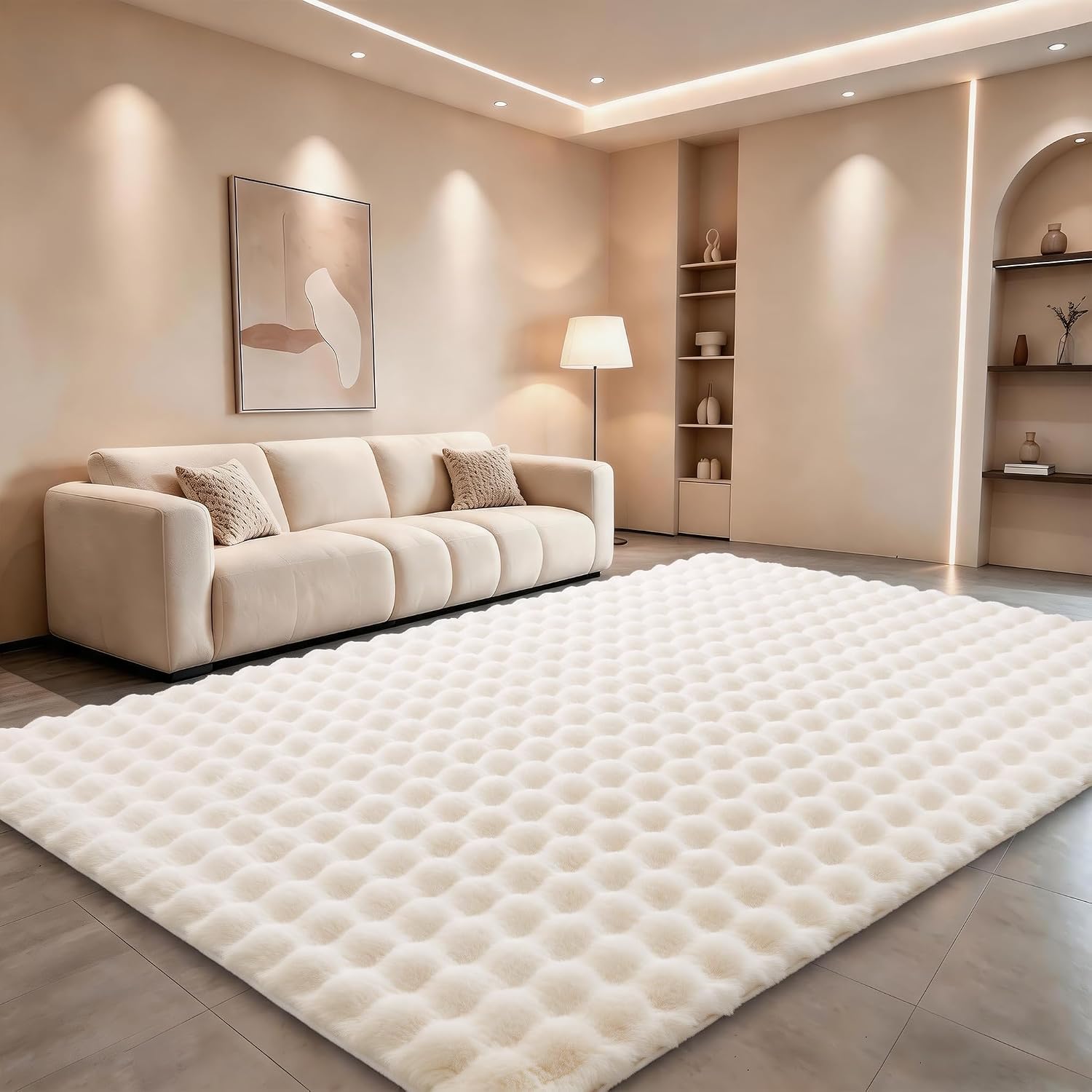 Faux Fur Shag Area Rug - Creamy White
