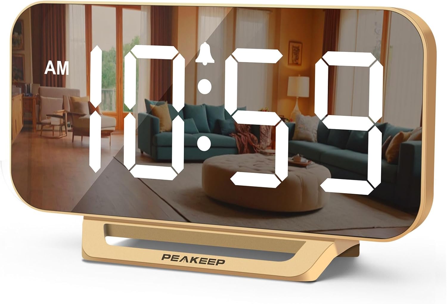 Digital Mirror Alarm Clock - Gold