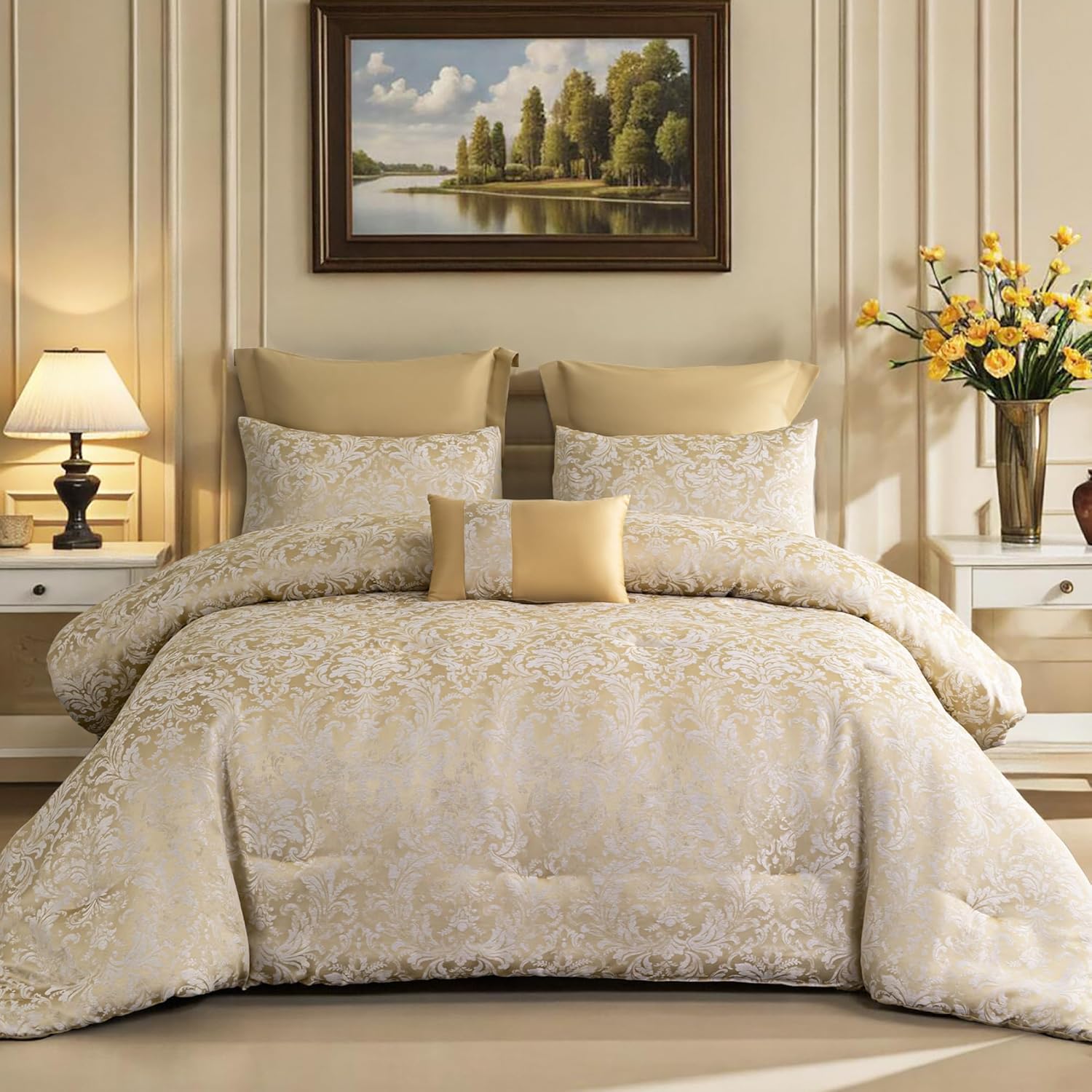 Jacquard Comforter Set - Champagne