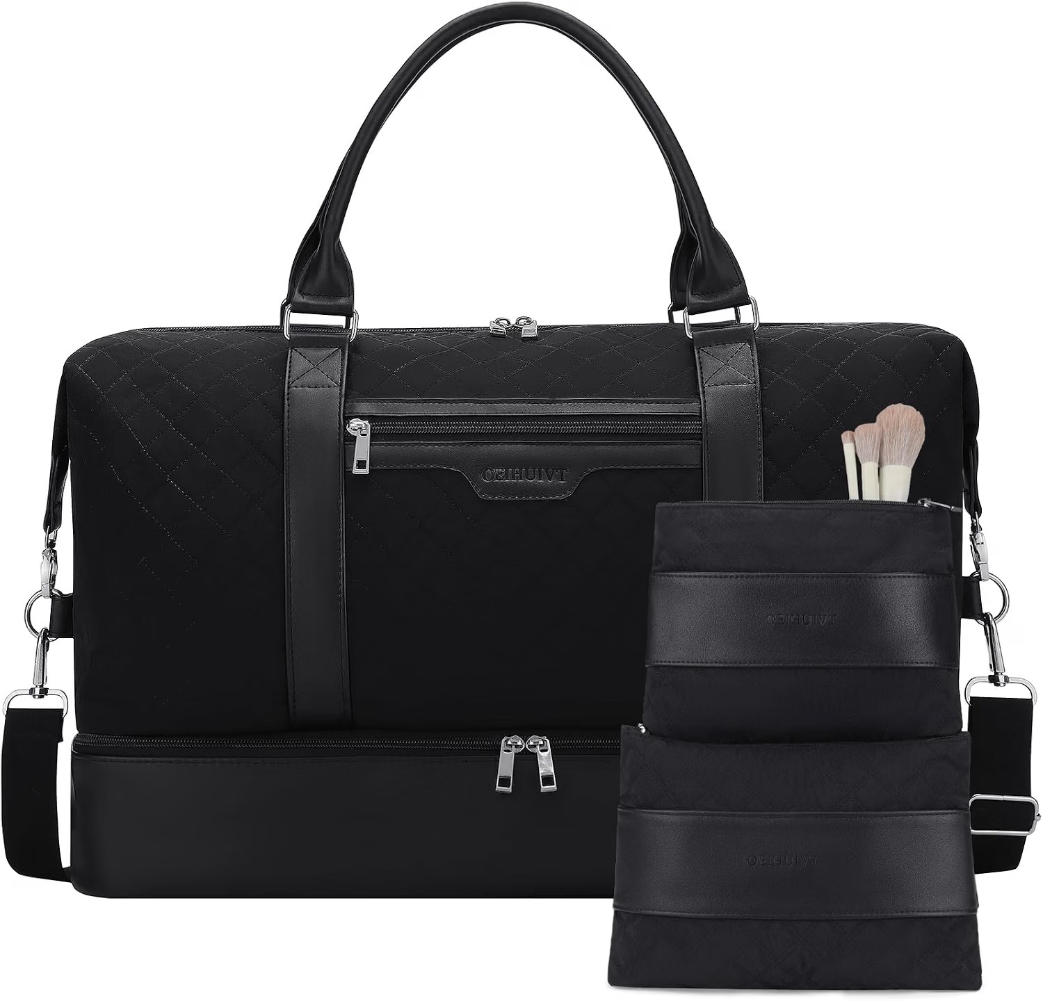 21" Weekender Duffel Bag 3-Piece Set - Black