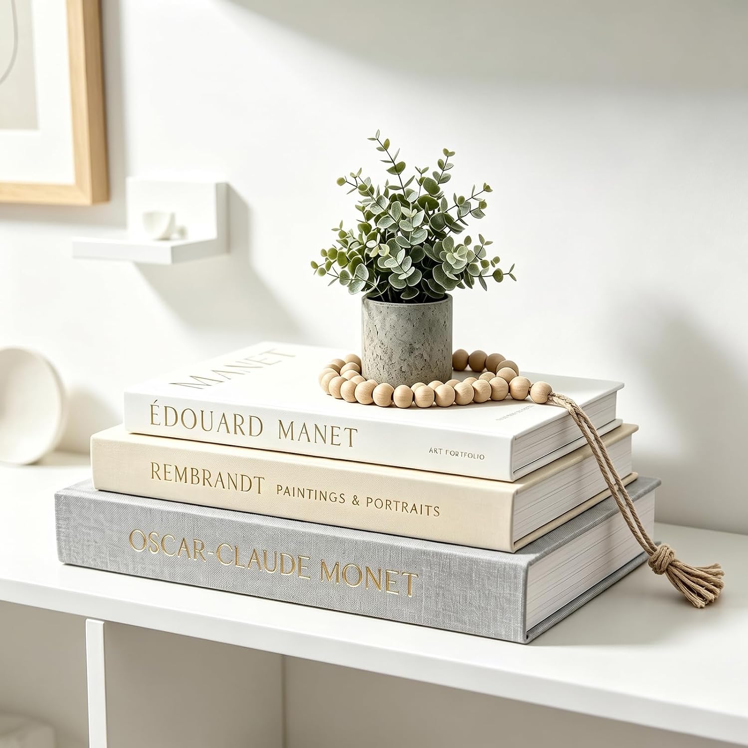 Decorative Book Stack - Grey, Beige, Off White