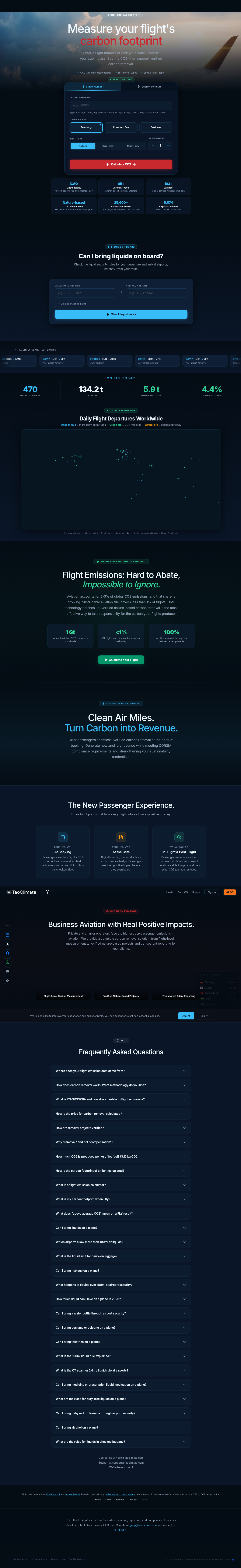 FLY flight carbon removal calculator - ICAO-based CO2 calculation for 6,398+ airline routes