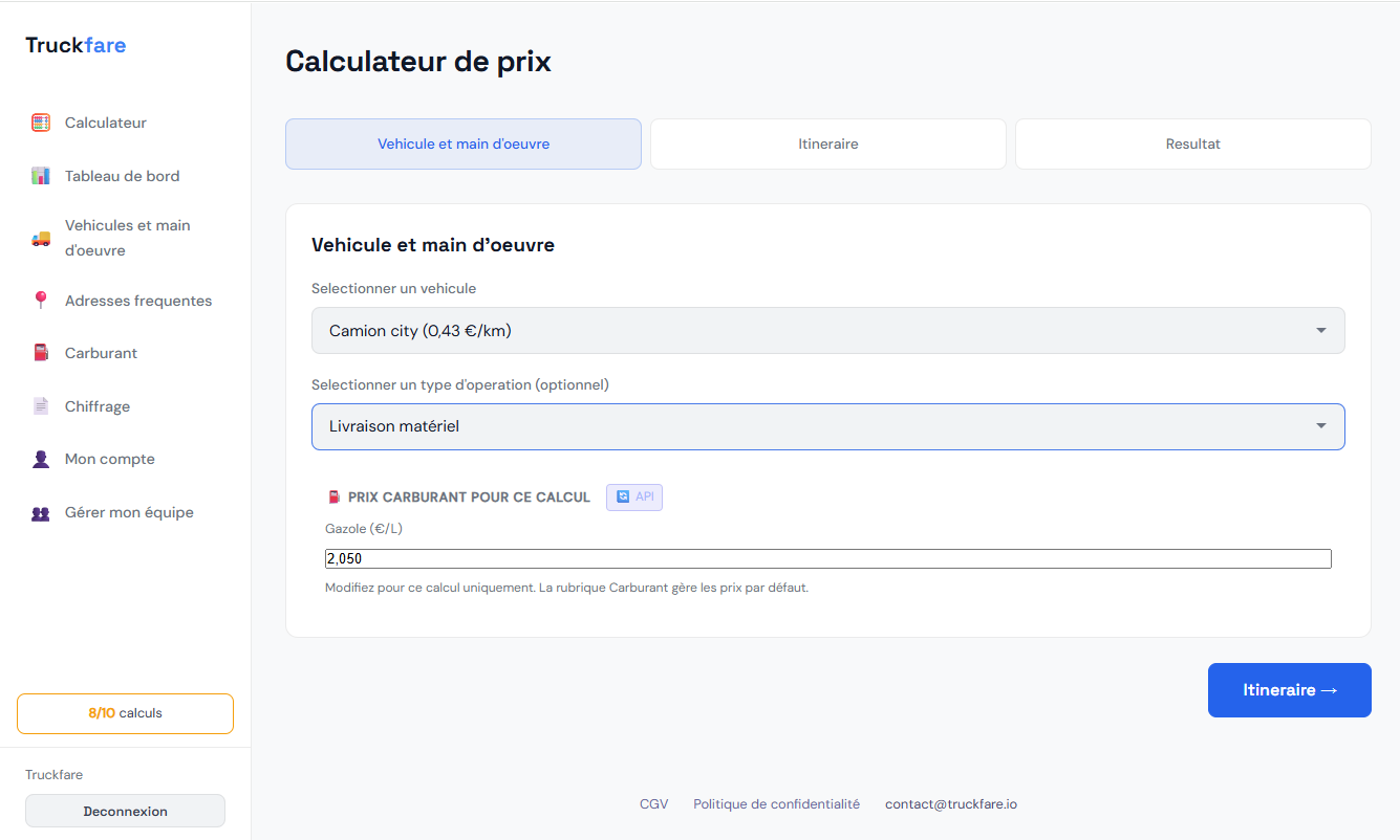 Truckfare calculator
