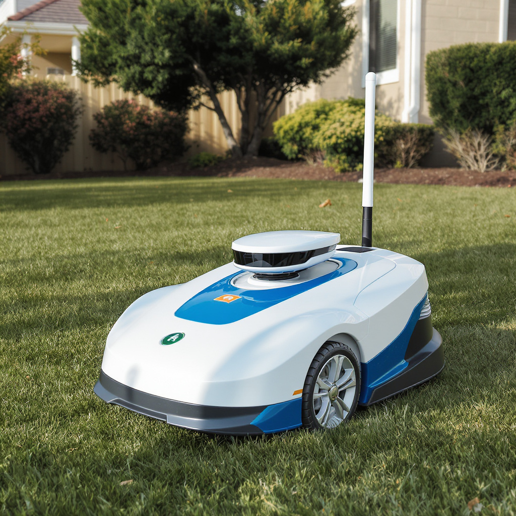 Dreame A1 compact residential LiDAR + RTK robotic lawn mower on suburban grass