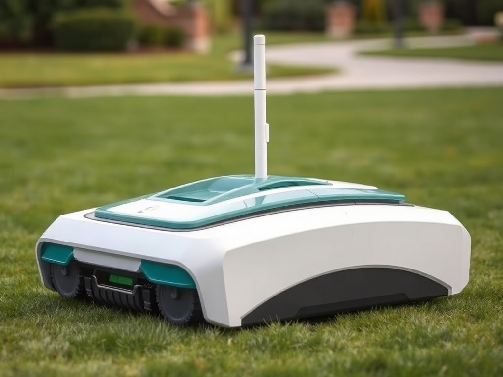 Sunseeker X3 mid-range residential RTK robotic lawn mower on suburban grass