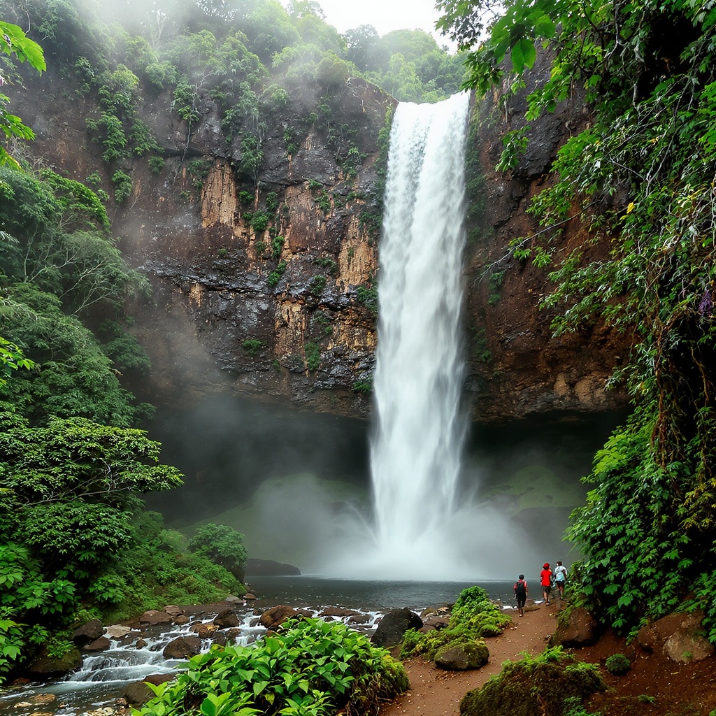 Randonneurs en forêt tropicale humide sur la Route de la Traversée, Basse-Terre, Guadeloupe