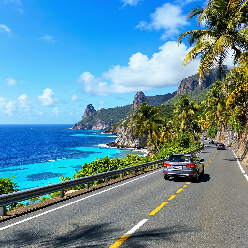 Voiture de location en bord de mer en Guadeloupe