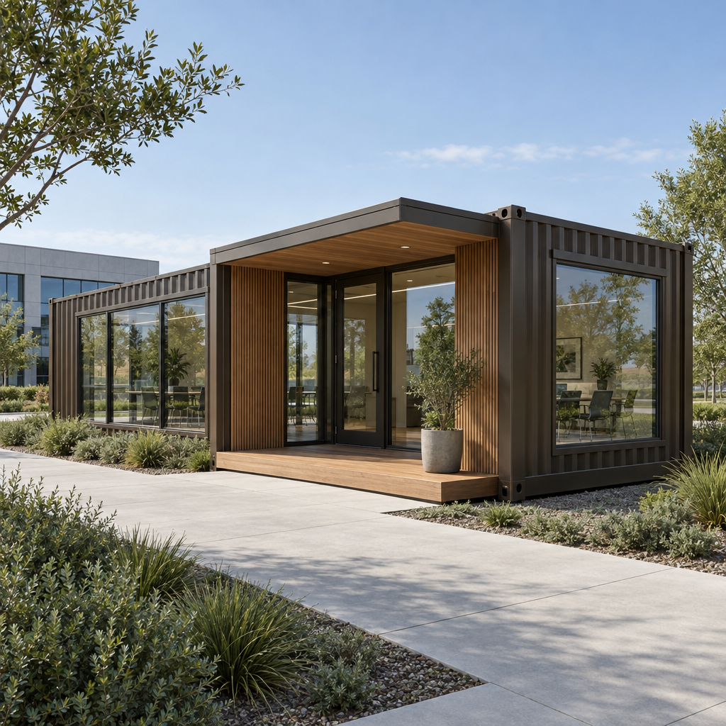 Illustrative concept of a modular office pavilion.