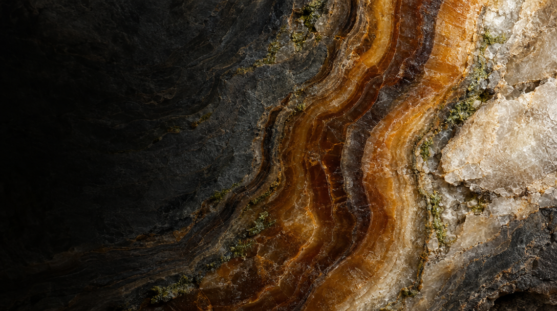 Illustrative macro study of layered mineral grain